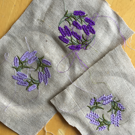 ラベンダー刺繍四苦八苦 布と糸の時間plus