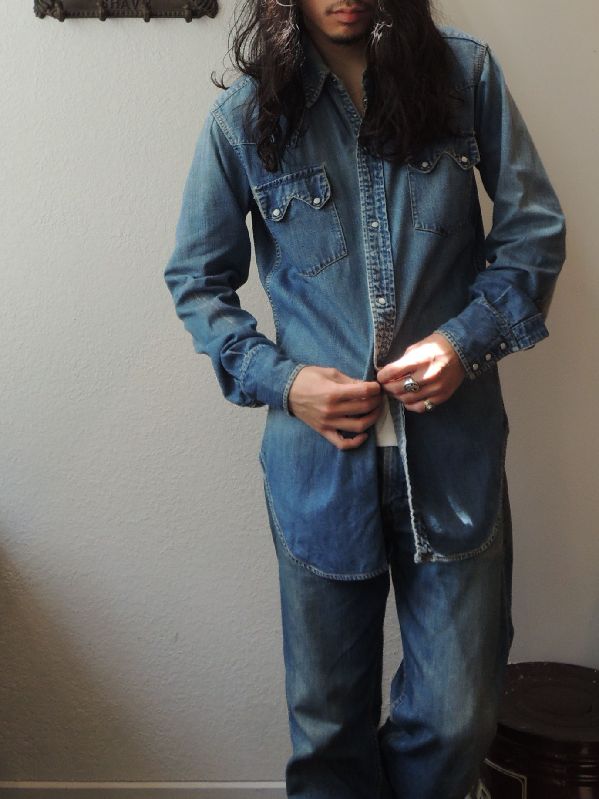 リーバイス デニムファミリー ショートホーン ヴィンテージ 50's ビンテージ50's○Levi'sショートホーンデニムランチパンツW70cm