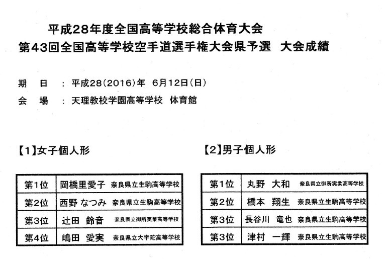 奈良県インターハイ予選 大阪学芸 空手道応援ブログ 奈良県インターハイ予選 大阪学芸 空手道応援ブログ