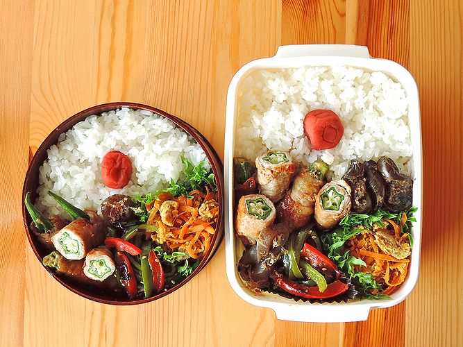 6 18 土 オクラ肉巻き弁当 おひとりさまの食卓plus 6 18 土 オクラ肉巻き弁当 おひとりさまの食卓plus