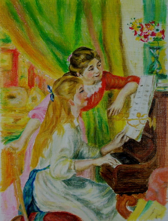 ルノワールの『ピアノを弾く二人の少女』を模写する : 画家・棚倉 樽の 