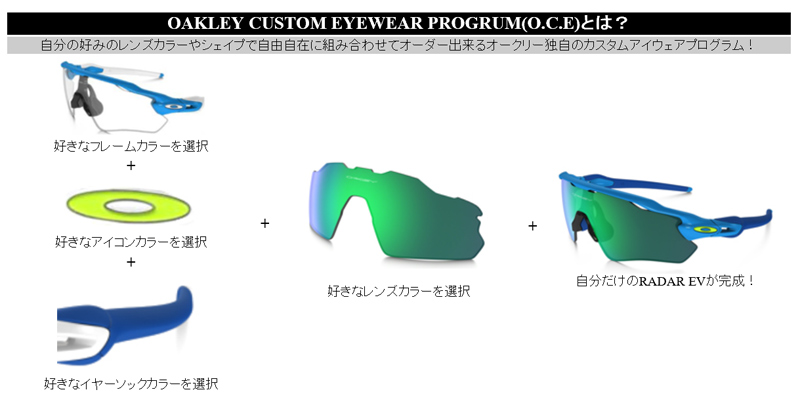 自由な組み合わせで作成出来るオークリーサングラスFLAK2.0&RADAR EVカスタムアイウェア開始!_c0003493_2036792.jpg