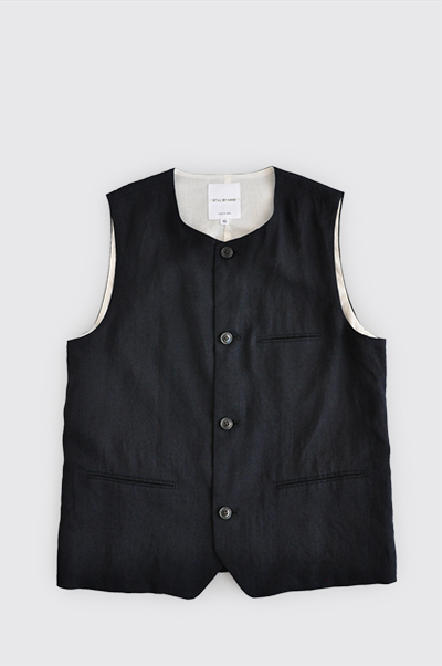 STILL BY HAND　Ramie Crew Neck Vest (Navy)_d0120442_13551198.png