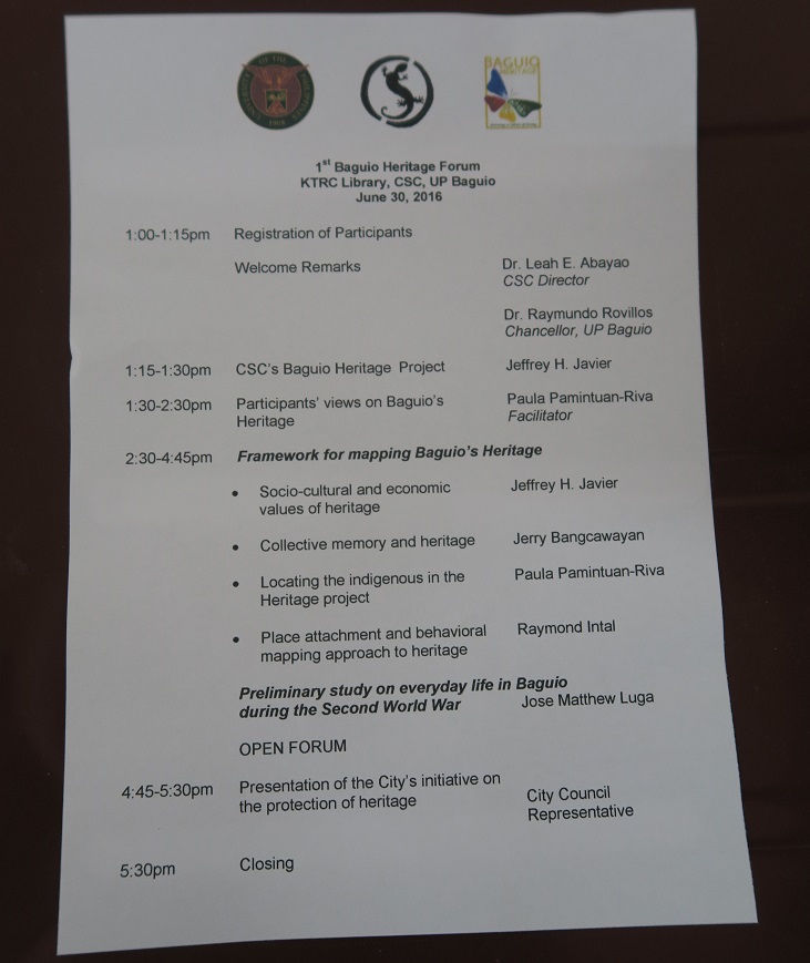 1st Baguio Heritage Forum第一回バギオ歴史遺産フォーラム : UP Baguio_a0109542_2012472.jpg