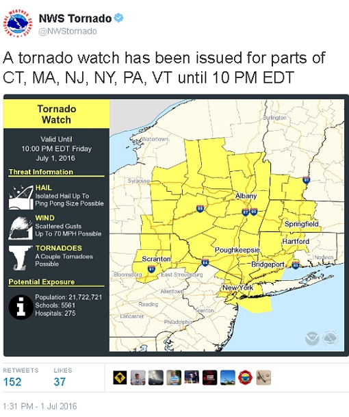 ニューヨークでは珍しい「トルネード」注意報（Tornado Watch）発令中!!!_b0007805_459157.jpg