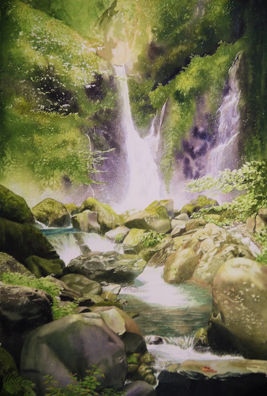 日光裏見の滝の過程 : 小林啓子水彩画の部屋