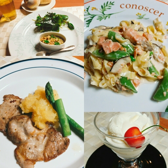 7月10日(日) 鮭のクリームパスタ(手打ち)の献立_d0138307_15285737.jpg