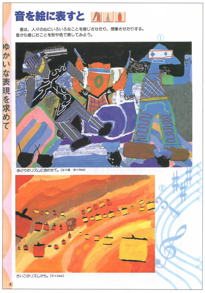 音を絵に表すと ６年 かたちと いろの おまつり