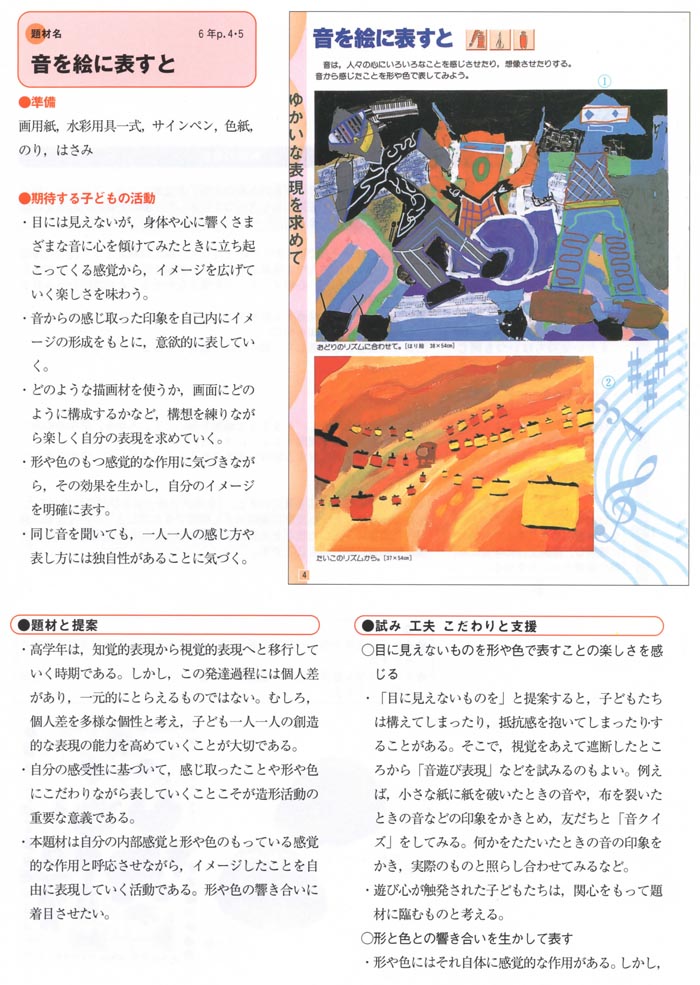 音を絵に表すと ６年 かたちと いろの おまつり