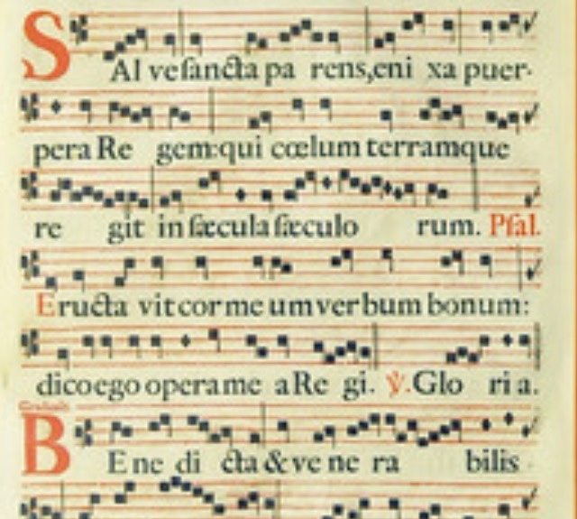 ヨーロッパアンティーク グレゴリオ聖歌ネウマ譜 グレゴリオ聖歌 1700年頃 活版印刷 一葉 F - アンティーク楽譜