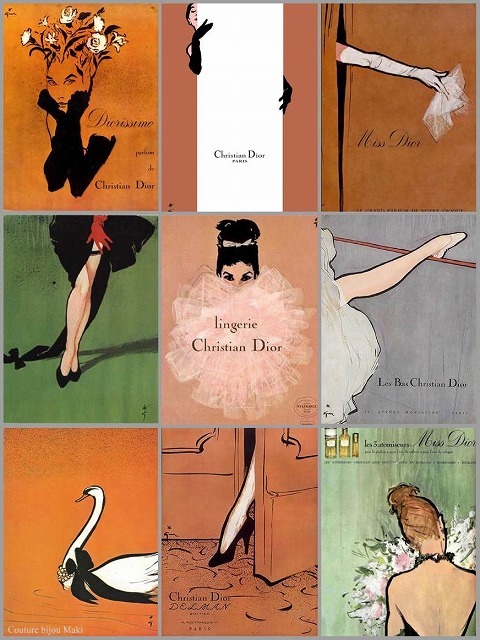 OLD Dior ルネ・グリュオー 大判シルクスカーフ（赤系） | Vintage 