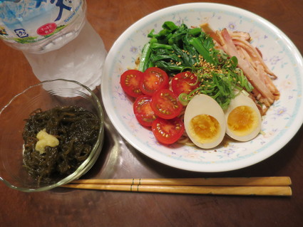 糖質0g麺で冷やし中華もどき（8/1の夜ごはん）_c0212604_21332454.jpg