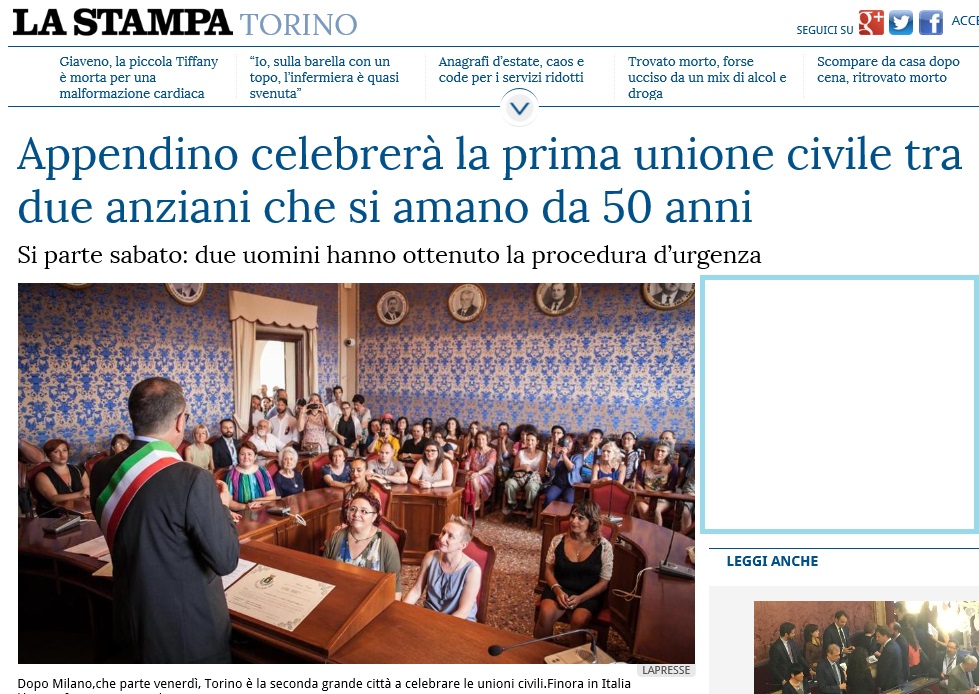 同性カップルようやく法的承認、イタリア各地で相次ぐゲイカップル愛と喜びのシビル・ユニオン式_f0234936_5461427.jpg