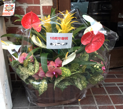 生田まで10周年お祝いの花をお届け 代々木上原花屋日記 にしむらフローリスト