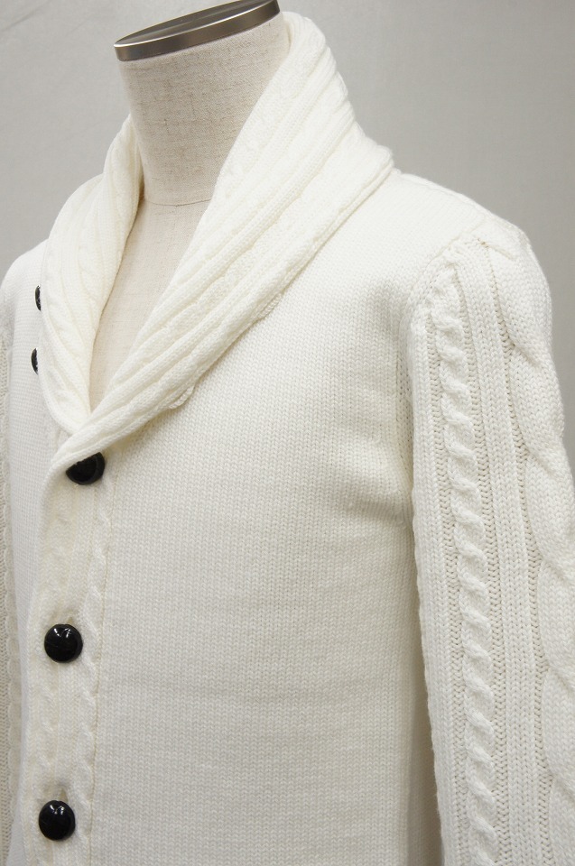 無地ダブルジャカード！【AKM】K073 WOL006 CABLE SHAWL CARDIGAN [WHITE] ＆ [BLACK]☆そして、和風。_b0108653_23511536.jpg