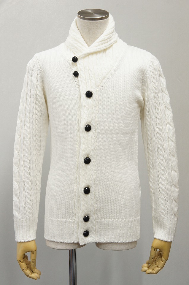 無地ダブルジャカード！【AKM】K073 WOL006 CABLE SHAWL CARDIGAN [WHITE] ＆ [BLACK]☆そして、和風。_b0108653_23511539.jpg