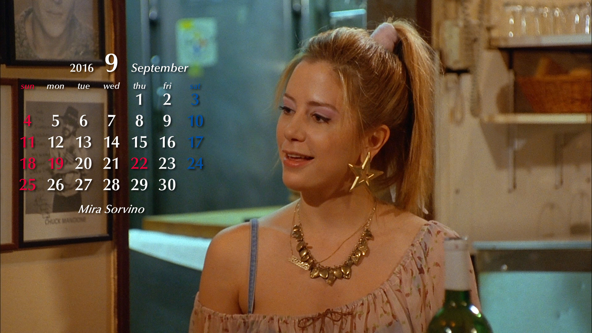 ９月の「夜ごとの美女暦」は残暑見舞いで、アフロディーテなミラ・ソルヴィノ（Mira Sorvino）ね。_e0042361_9481845.jpg