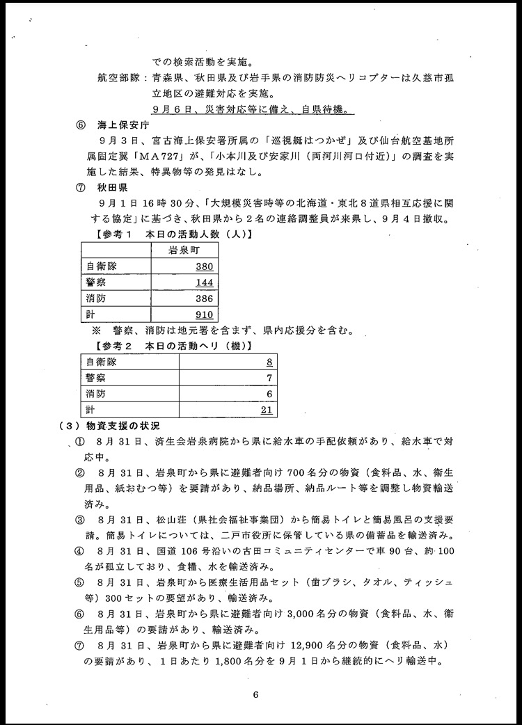 台風10号に伴う岩手県の対応状況〜9月6日(火)午前6時現在〜_b0199244_11312701.jpg