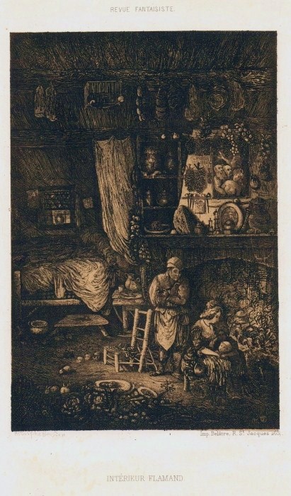ロドルフ・ブレダンの銅版画「Intérieur Flamand (Flemish