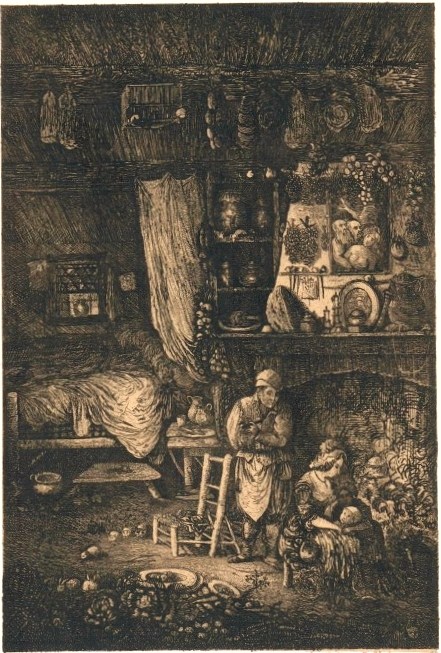 ロドルフ・ブレダンの銅版画「Intérieur Flamand (Flemish Interior 