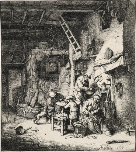 ロドルフ・ブレダンの銅版画「Intérieur Flamand (Flemish