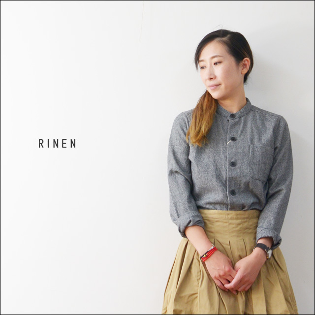 RINEN [リネン] 2/80ウール綾織千鳥スタンドカラーシャツ [30716] LADY\'S_f0051306_18504096.jpg