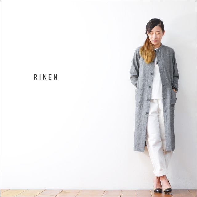 RINEN [リネン] 2/80ウール綾織千鳥スタンドカラーロングシャツ [30717] LADY\'S_f0051306_18562299.jpg