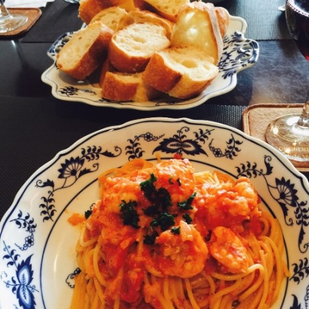 海老のアメリケーヌソース パスタ / Spaghetti with Shrimp in a Creamy Tomato Sauce_b0158813_19341248.jpg