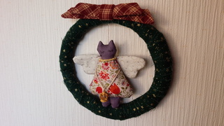 ねこ天使をアレンジ♪クリスマスリース_f0374160_17323832.jpg
