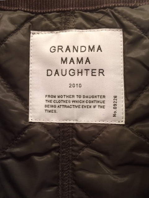 GRANDMA　MAMA　DAUGHTER　nocollar Quilting coat_a0222424_21124703.jpg