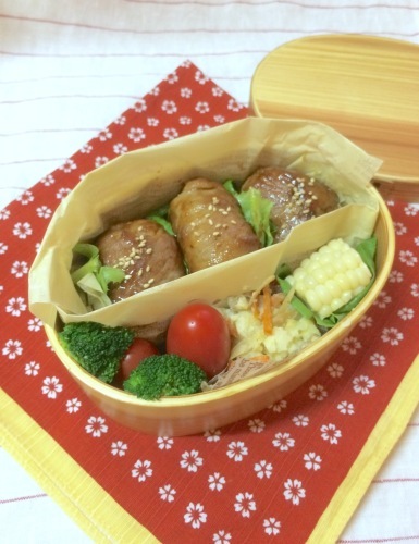 肉巻きおにぎりBento_e0346225_11083087.jpeg