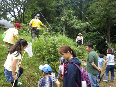 もりもりけいろう縁日　バッタ観察と独楽回し_b0126307_14024414.jpg