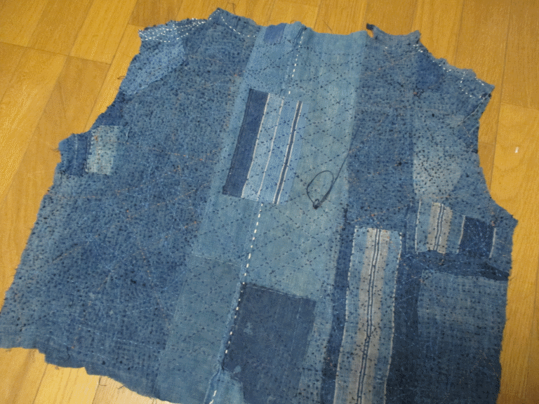 古布リメイク ゴリ麻 襤褸 前掛け 巻スカート 端切れ付き エプロン 木綿 麻