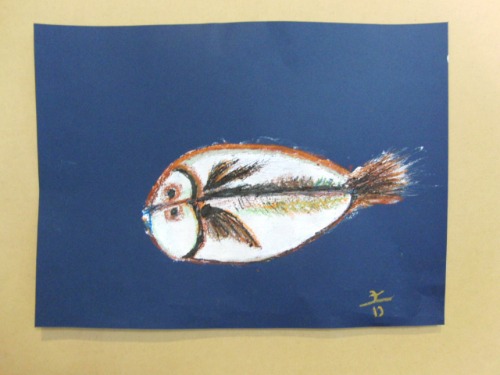 オイルパステル画 ~ アジの干物を描く ~_e0222340_15344658.jpg
