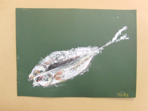 オイルパステル画 ~ アジの干物を描く ~_e0222340_15354488.jpg