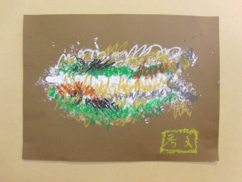 オイルパステル画 ~ アジの干物を描く ~_e0222340_15403263.jpg