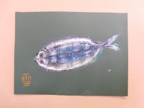オイルパステル画 ~ アジの干物を描く ~_e0222340_1544162.jpg