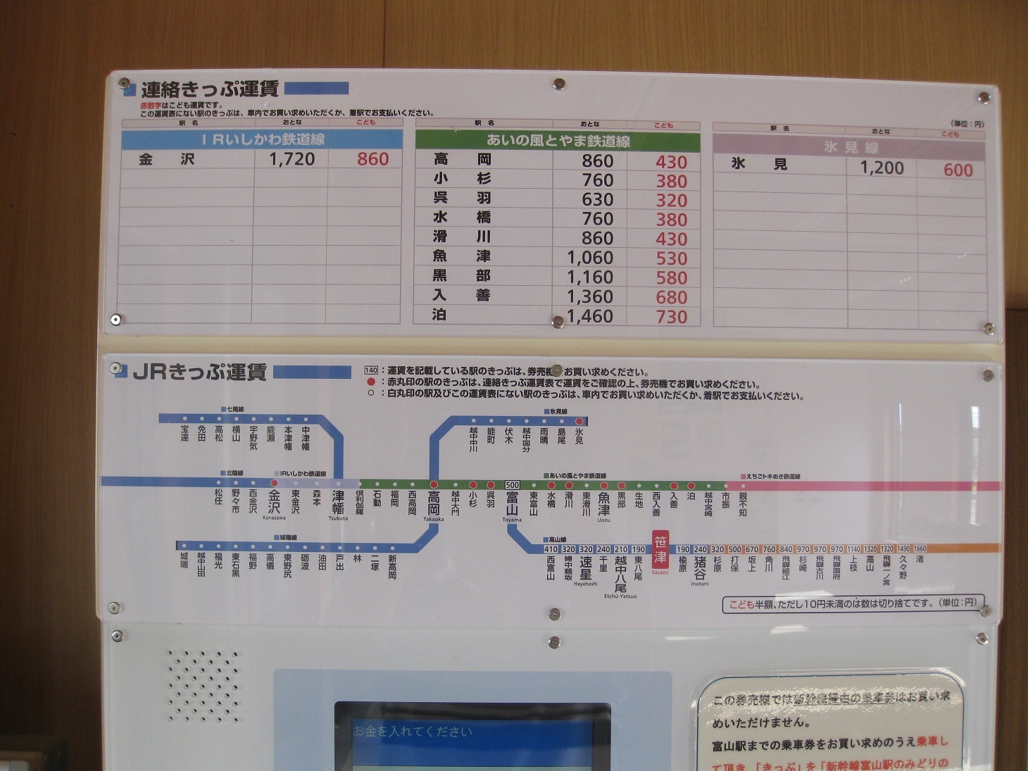 東武東上線 券売機運賃表 （和光市駅からの運賃表 - 運賃表を見
