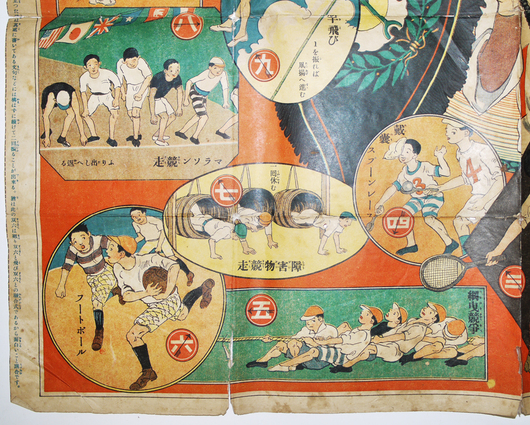 競争双六 巌谷小波案/杉浦非水画「少年世界」付録 博文館 大正8 競争双六 巌谷小波案/杉浦非水画「少年世界」付録 博文館 大正8