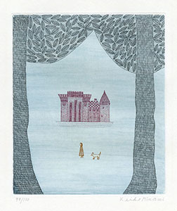 南桂子 エッチング 銅版画 丘の上の家 伺う 38/50 ノルマンディ 南桂子 エッチング 銅版画 丘の上の家 伺う 38/50 ノルマンディ