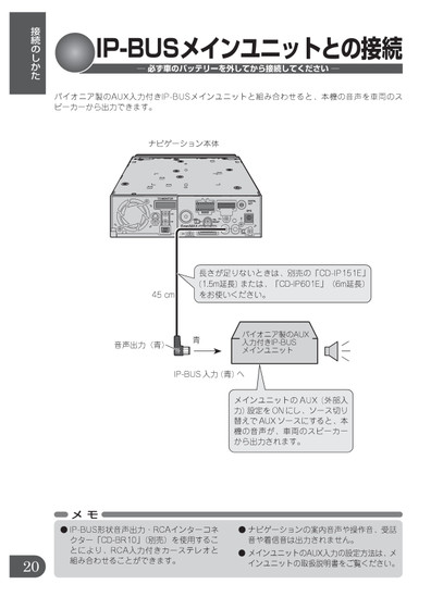 カーナビ音声出力をaux入力に Oceanblue