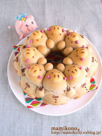 ブタの３ｄちぎりパン Mamikono ハレの日のお菓子