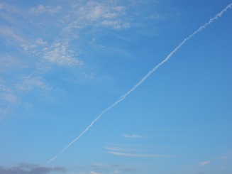 飛行機雲も育つ秋の空_e0175370_22265806.jpg