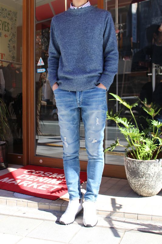 Oblekt ダメージ スキニー メンズ Cosmic Denim Market