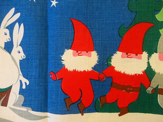 Jerry Roupe クリスマスタペストリー『踊るトムテ』 2枚 再入荷しま