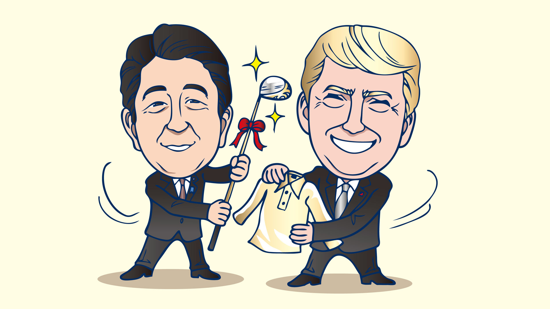 安倍総理大臣 トランプ次期大統領がppapを踊る似顔絵イラスト アイマグブログ イラストレーター デザイナー 似顔絵師 芸術家 佐伯ウサギ