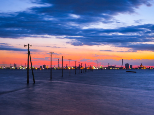 2016.11.29海上電柱のある夕景・夜景(江川海岸)_e0321032_12305097.jpg