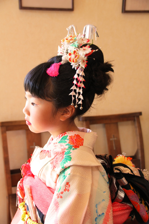 七五三 七歳 和風 髪型 日本髪 ヘアスタイル ヘアアレンジ 着物 さくら市美容室エスポワール 美容室エスポワール