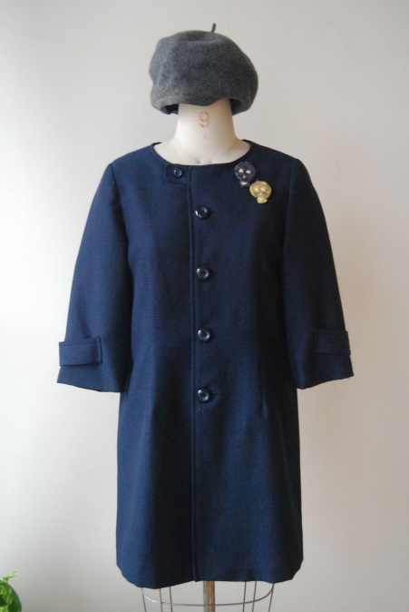 着物リメイク・ウールの着物からノーカラーコート : harico couture