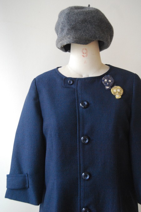着物リメイク・ウールの着物からノーカラーコート : harico couture